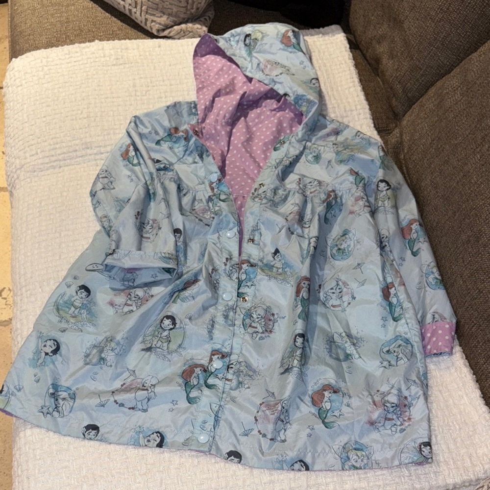 Gently Loved Disney Reversible Raincoat Animators Collection Hooded Jacket